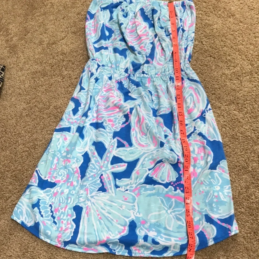 LILLY PULITZER Size XS blue combo strapless dress - Picture 6 of 7